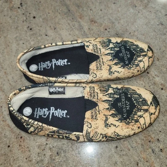 Harry Potter Marauder's Map Slip On Flats Women Size Small 6/7 Balletcore Wizard - Picture 6 of 8